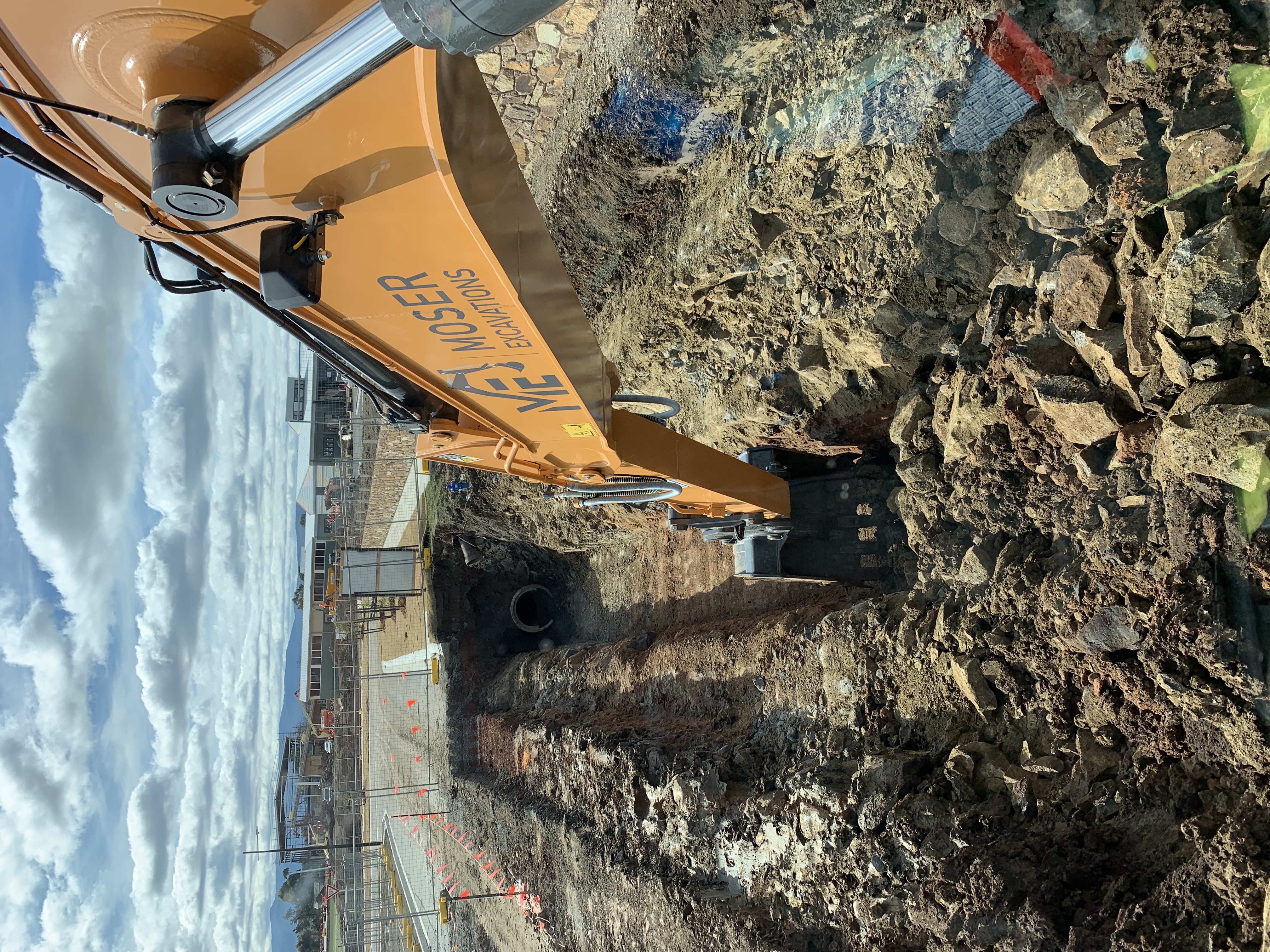 Trenching for water mains